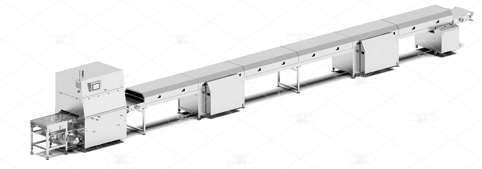chocolate enrobing line with cooling tunnel